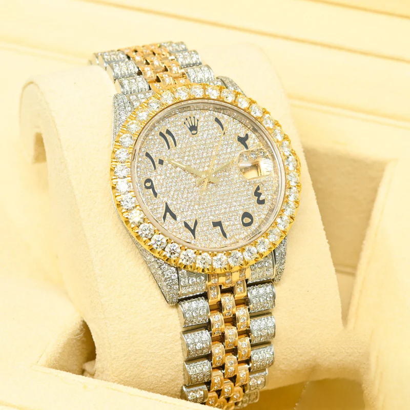 Fully Iced Out Rolex Jubilee Two Tone Moissanite Diamond Watch