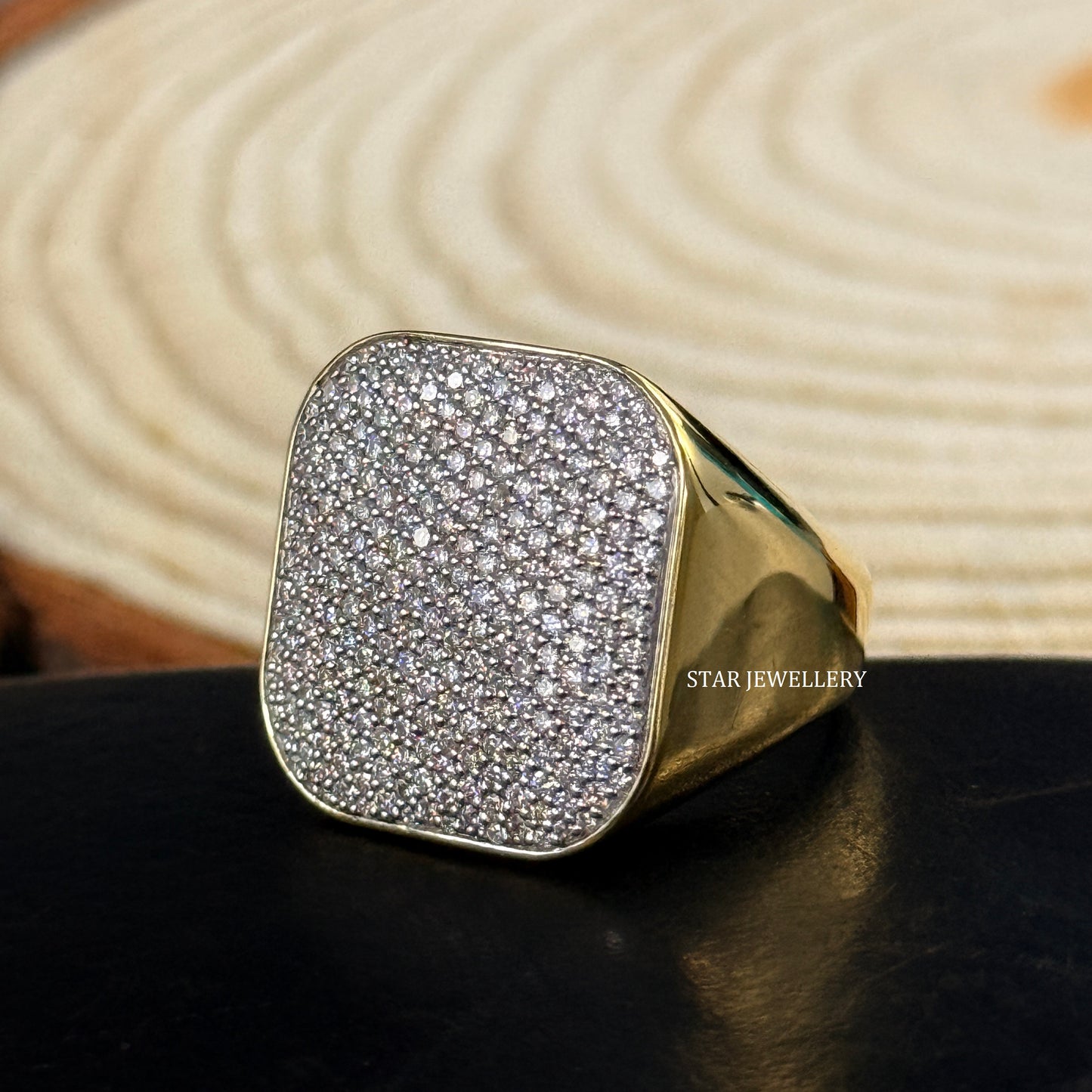 VVS Moissanite Hiphop Ring: 925 Sterling Silver 10K Gold Plated