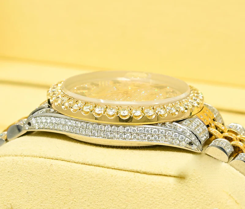 Fully Iced Out Rolex Jubilee Dual Tone Moissanite Diamond Watch