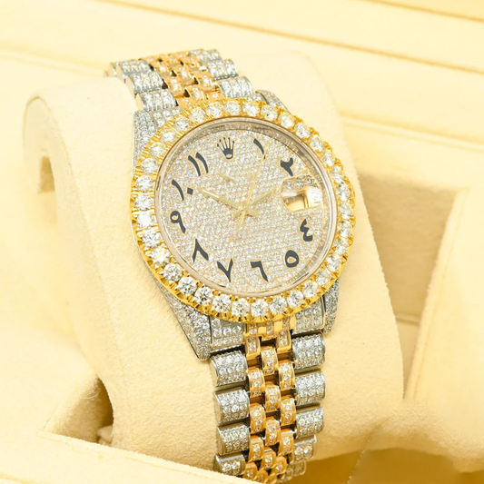 Fully Iced Out Rolex Jubilee Two Tone Moissanite Diamond Watch