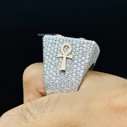 VVS Moissanite Championship Ring: 925 Sterling Silver, 10K Gold Plated