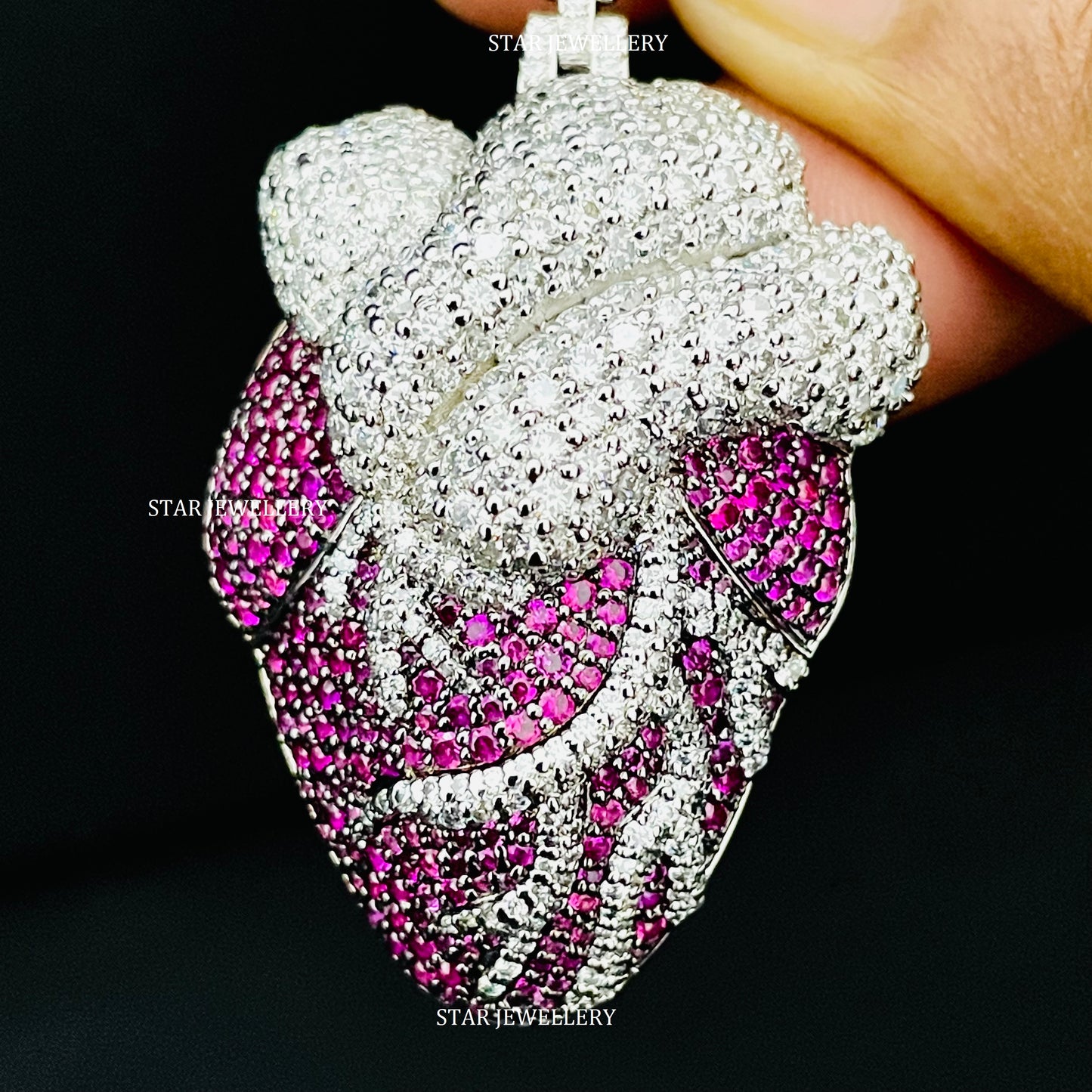 Silver Moissanite Heart Pendant