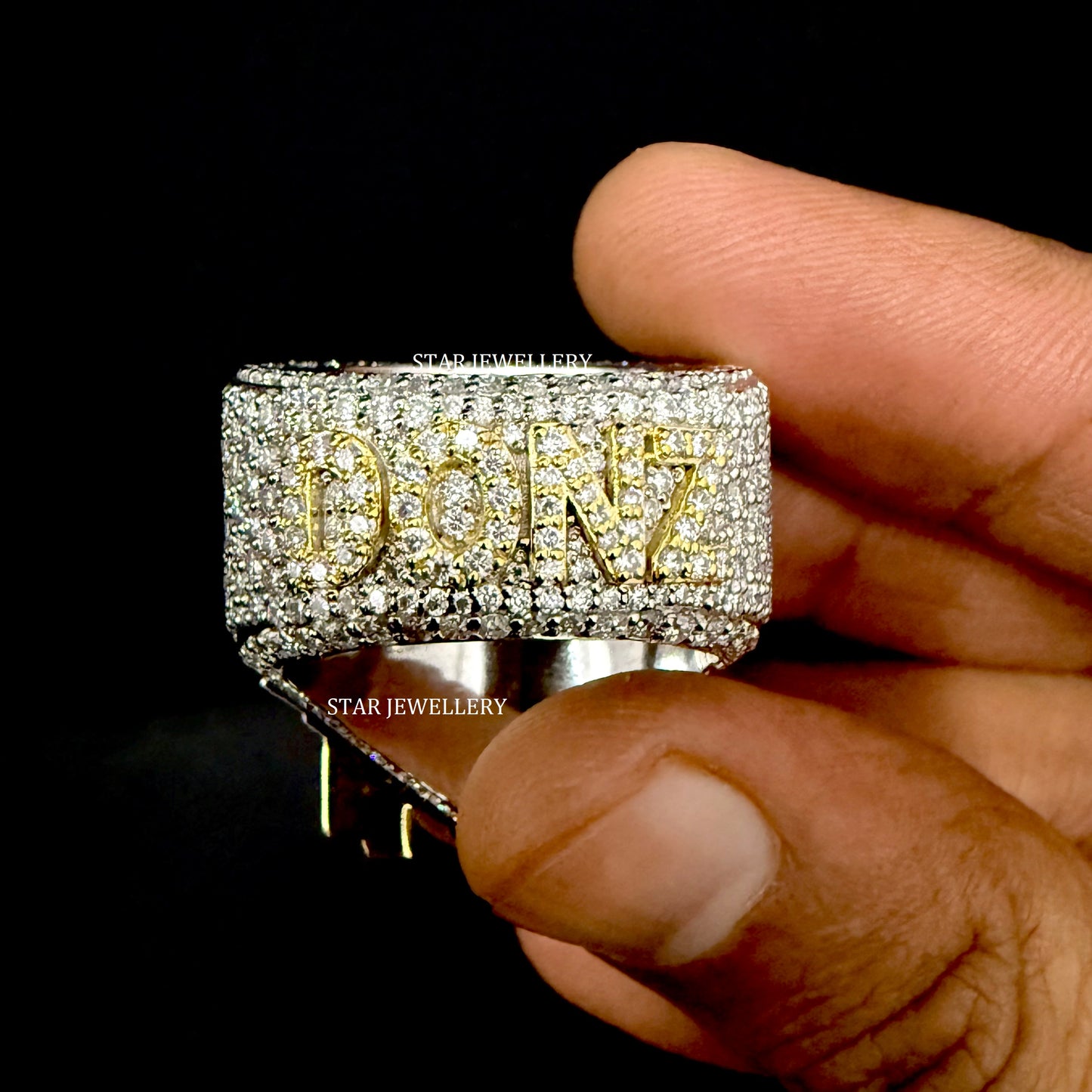 VVS Moissanite Trap House Ring: 925 Sterling Silver, 10K Gold Plated