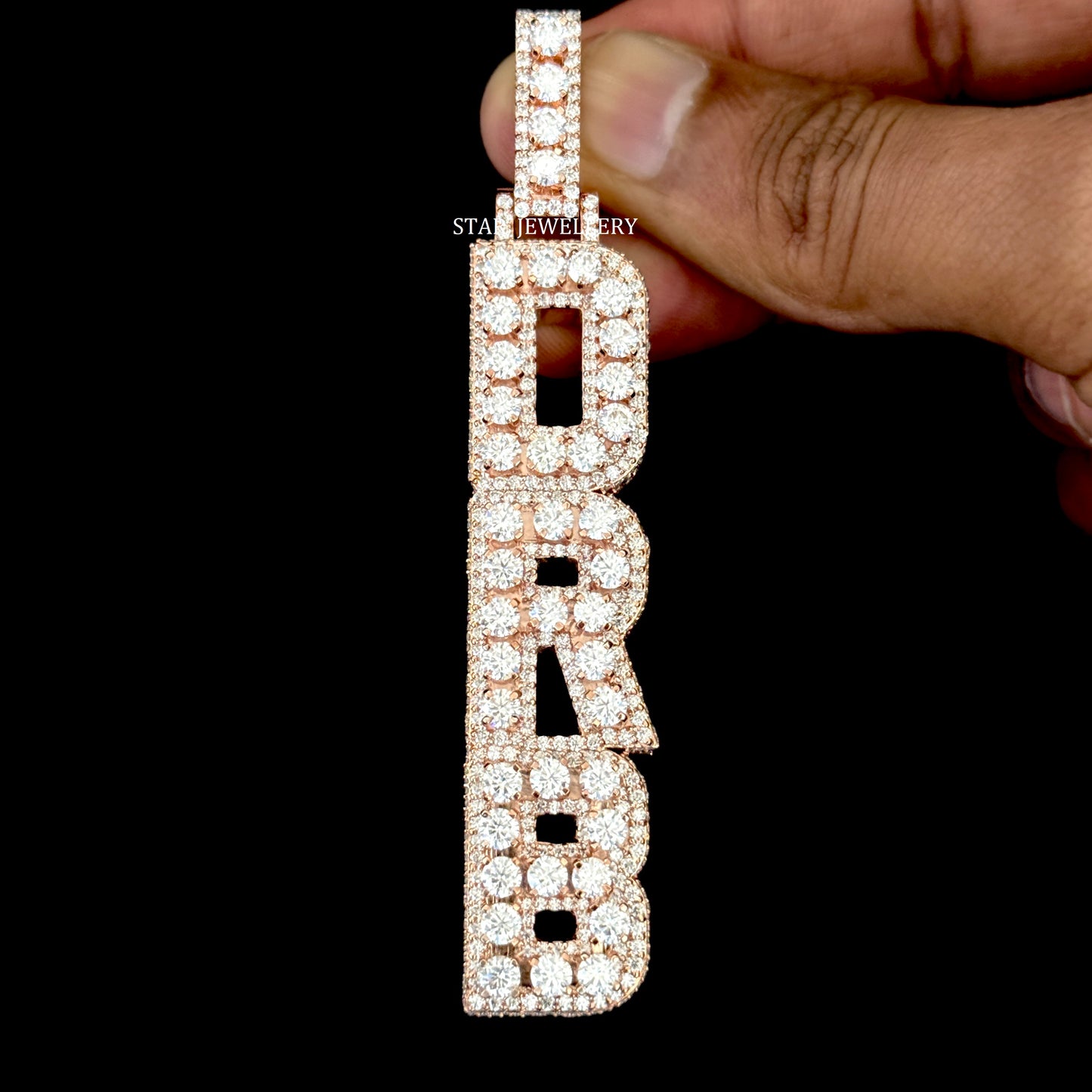 VVS Moissanite Icedout Vertical Letter Pendant