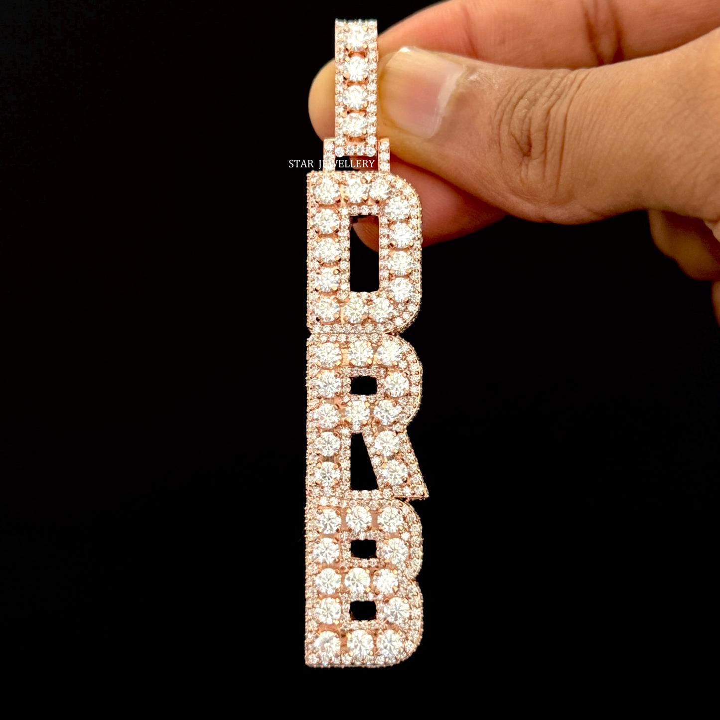 VVS Moissanite Icedout Vertical Letter Pendant