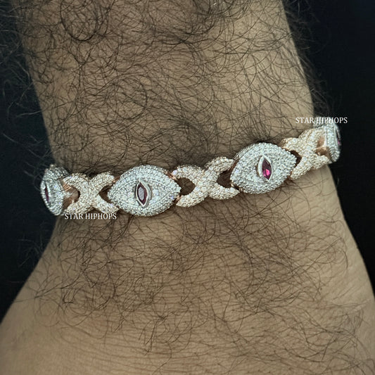 Moissanite Evil Eye Infinity Bracelet: Sterling Silver Unisex Design