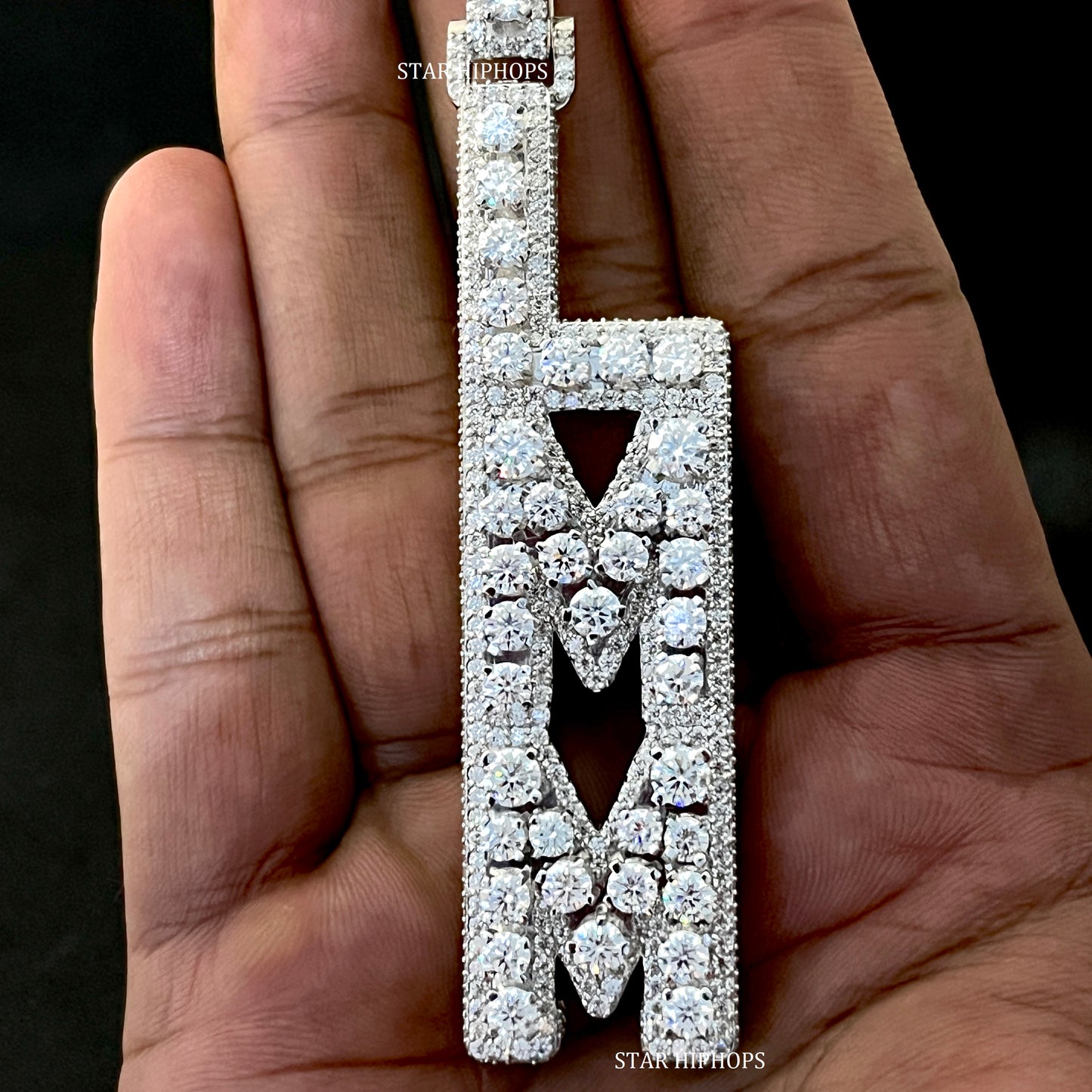 VVS Moissanite Icedout Vertical Letter Pendant
