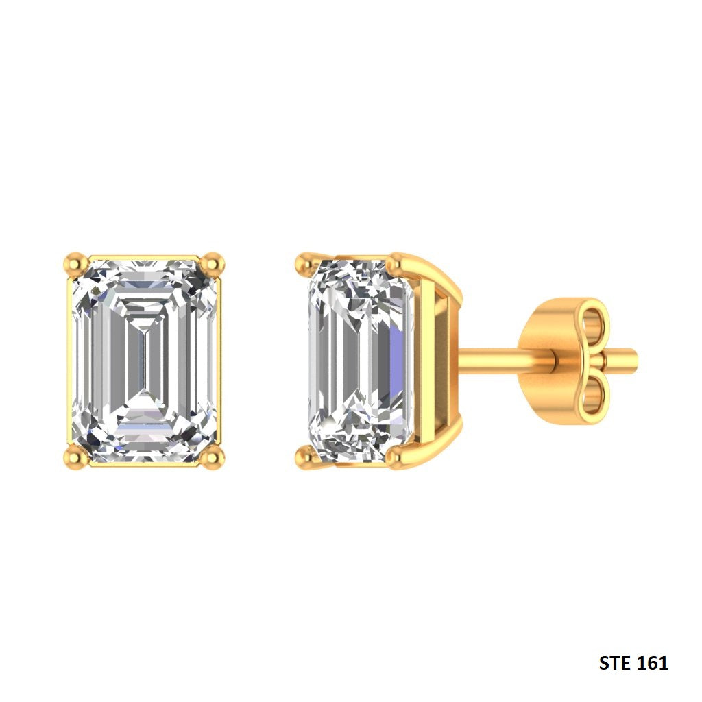 2.00 Ct Moissanite Emerald Stud Earring