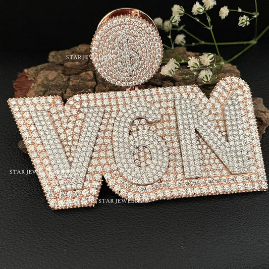 925 Silver VVS Moissanite Icedout Letter Pendant,