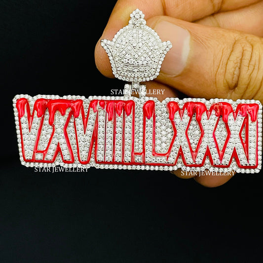 Custom Roman Date Icedout Pendant for Birthdate, Anniversary.