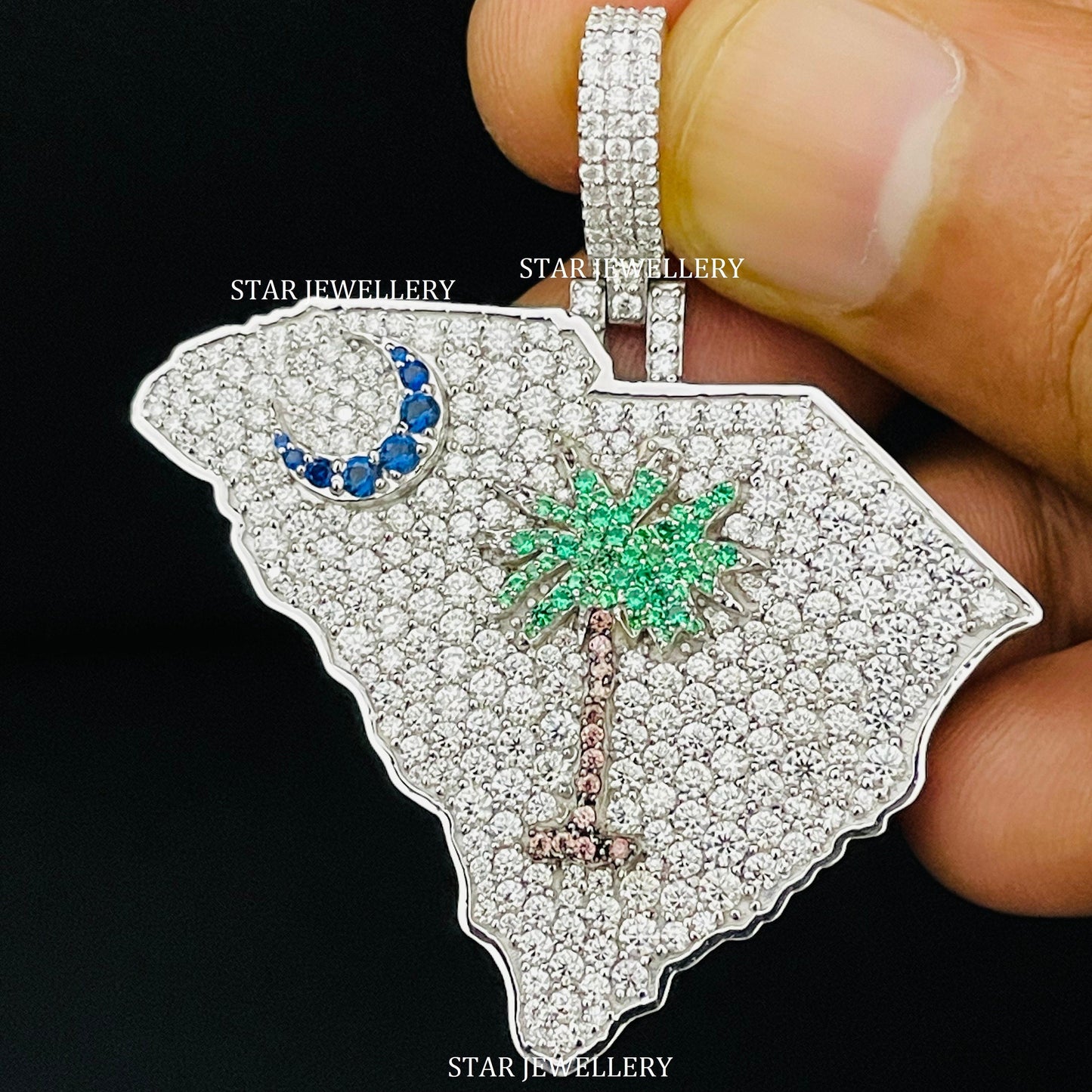 VVS Moissanite South Carolina Flag Pendant