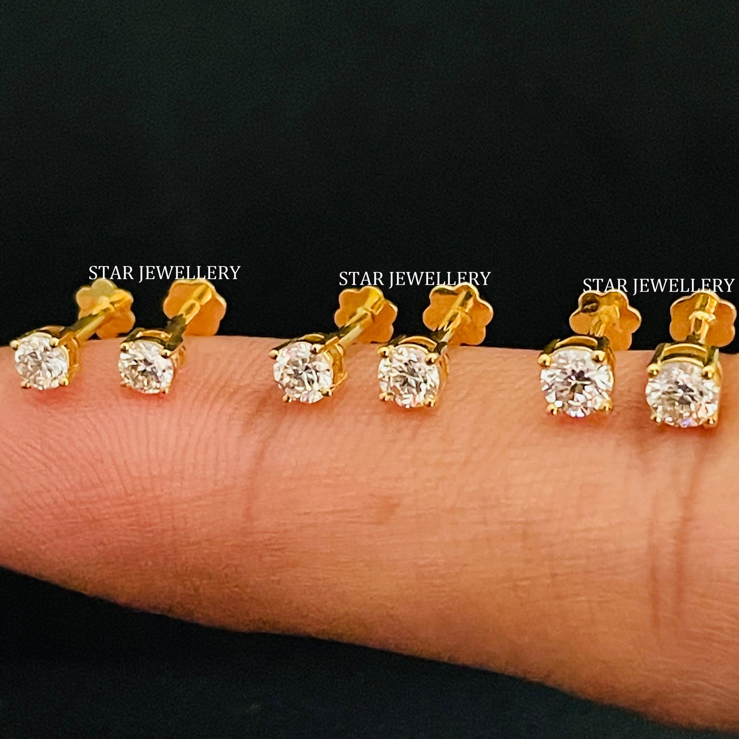 14K Solid Gold Lab Grown Diamond Stud Earring