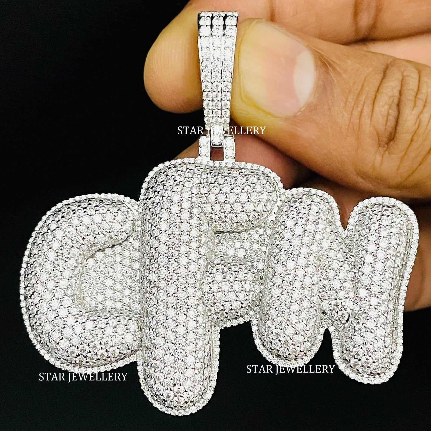 VVS Moissanite Custom Puffed Letter Icedout Pendant