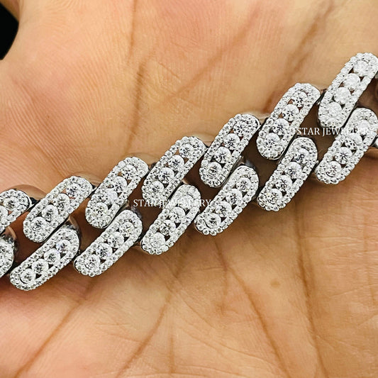 VVS Moissanite 15 MM Wide Unisex Diamond Cuban Linked Chain