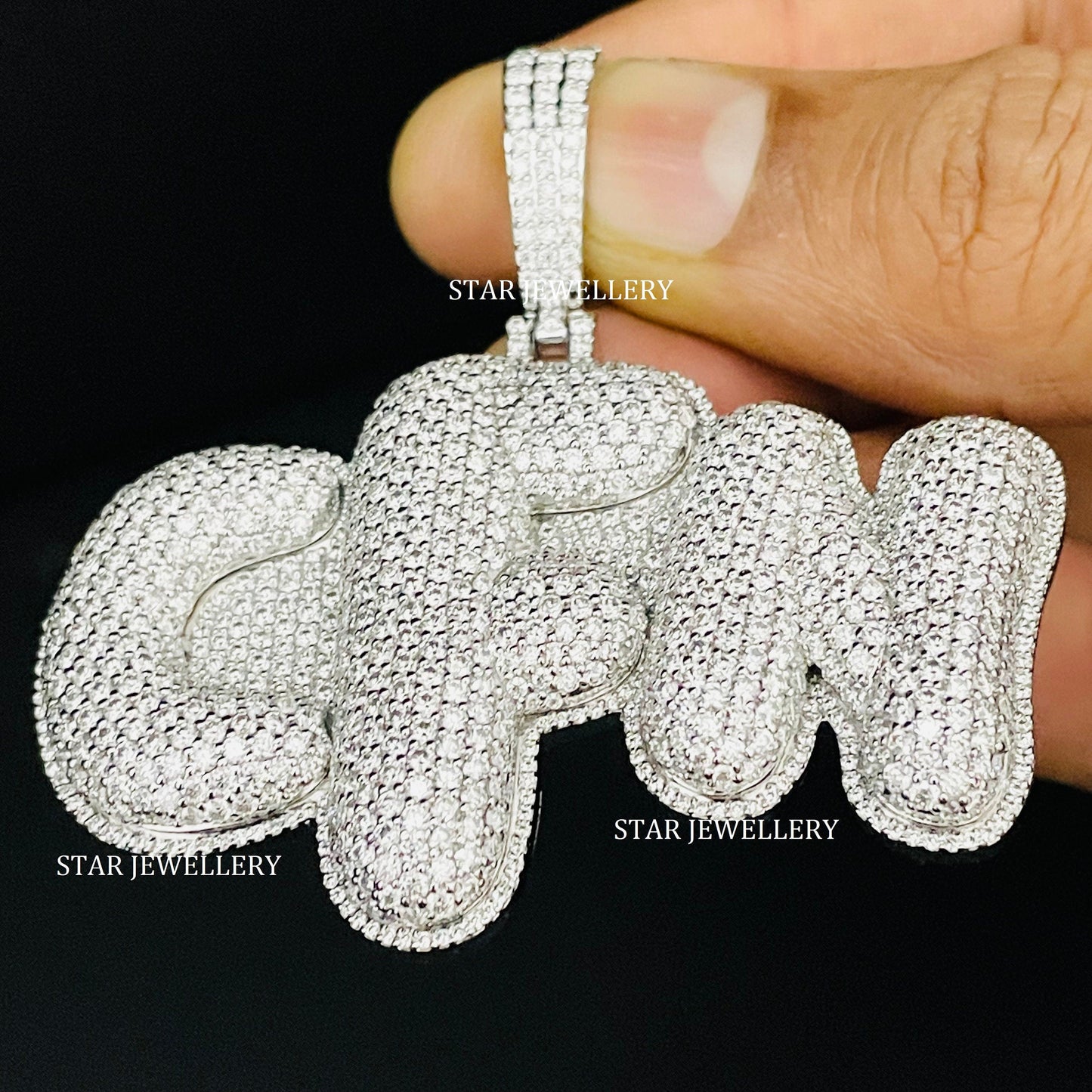 VVS Moissanite Custom Puffed Letter Icedout Pendant