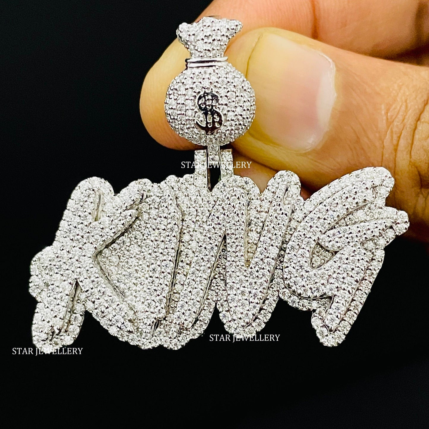 Custom Letter Name VVS Moissanite Icedout Pendant