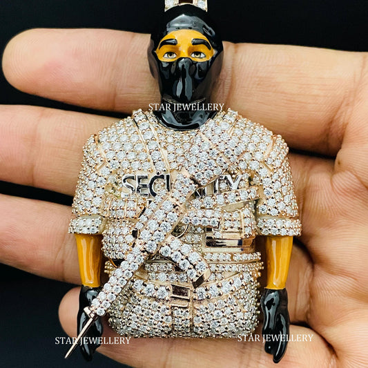 3D Enamel VVS Moissanite Iced Out Face Pendant