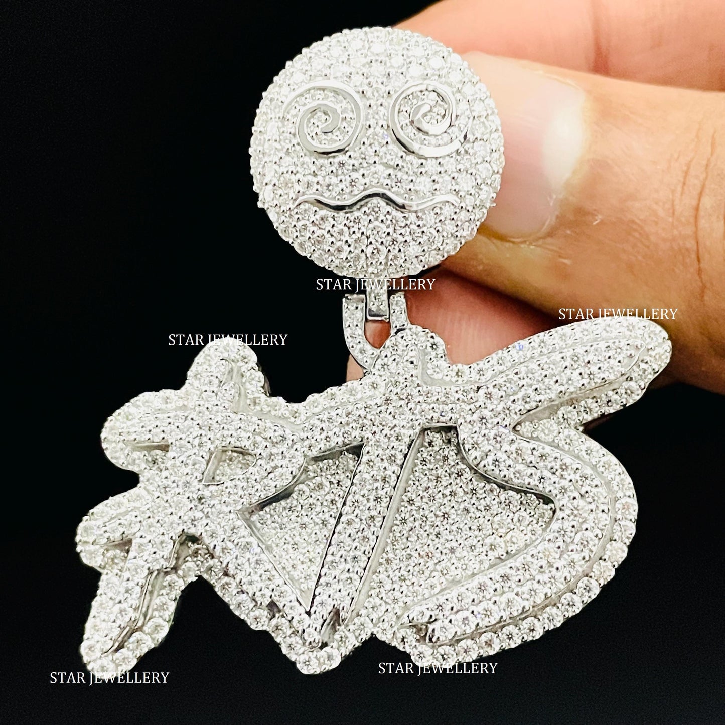 VVS Moissanite Custom Letter Icedout Pendant with Emoji Bail