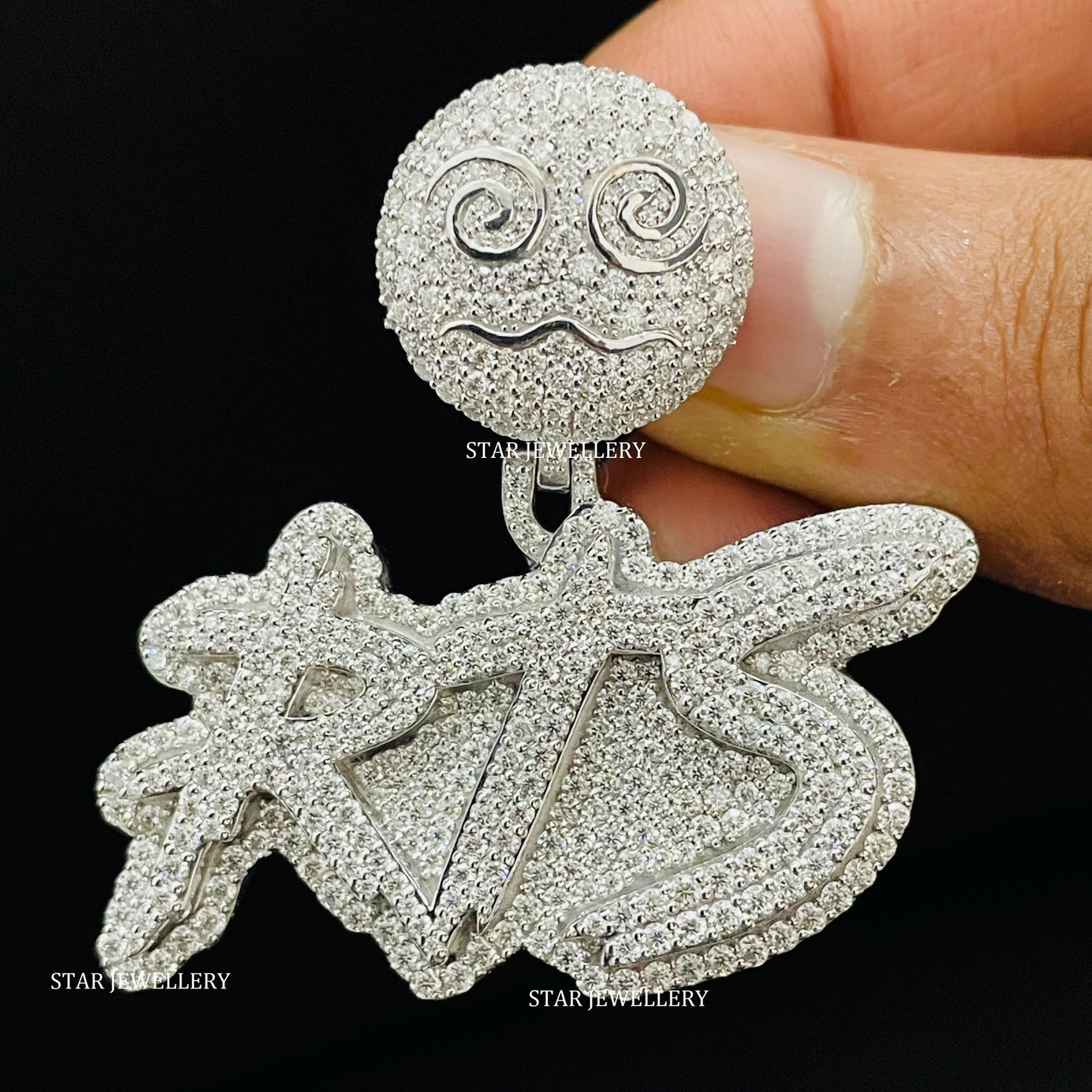 VVS Moissanite Custom Letter Icedout Pendant with Emoji Bail