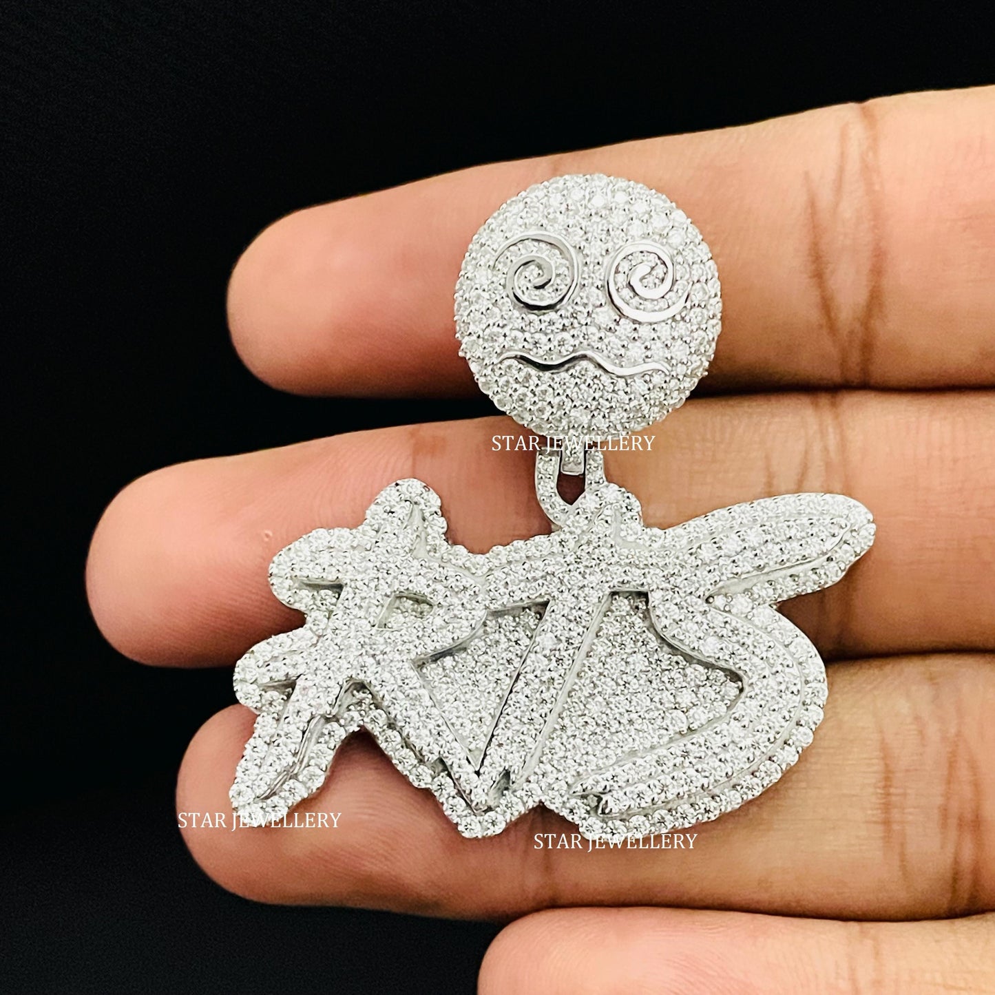 VVS Moissanite Custom Letter Icedout Pendant with Emoji Bail