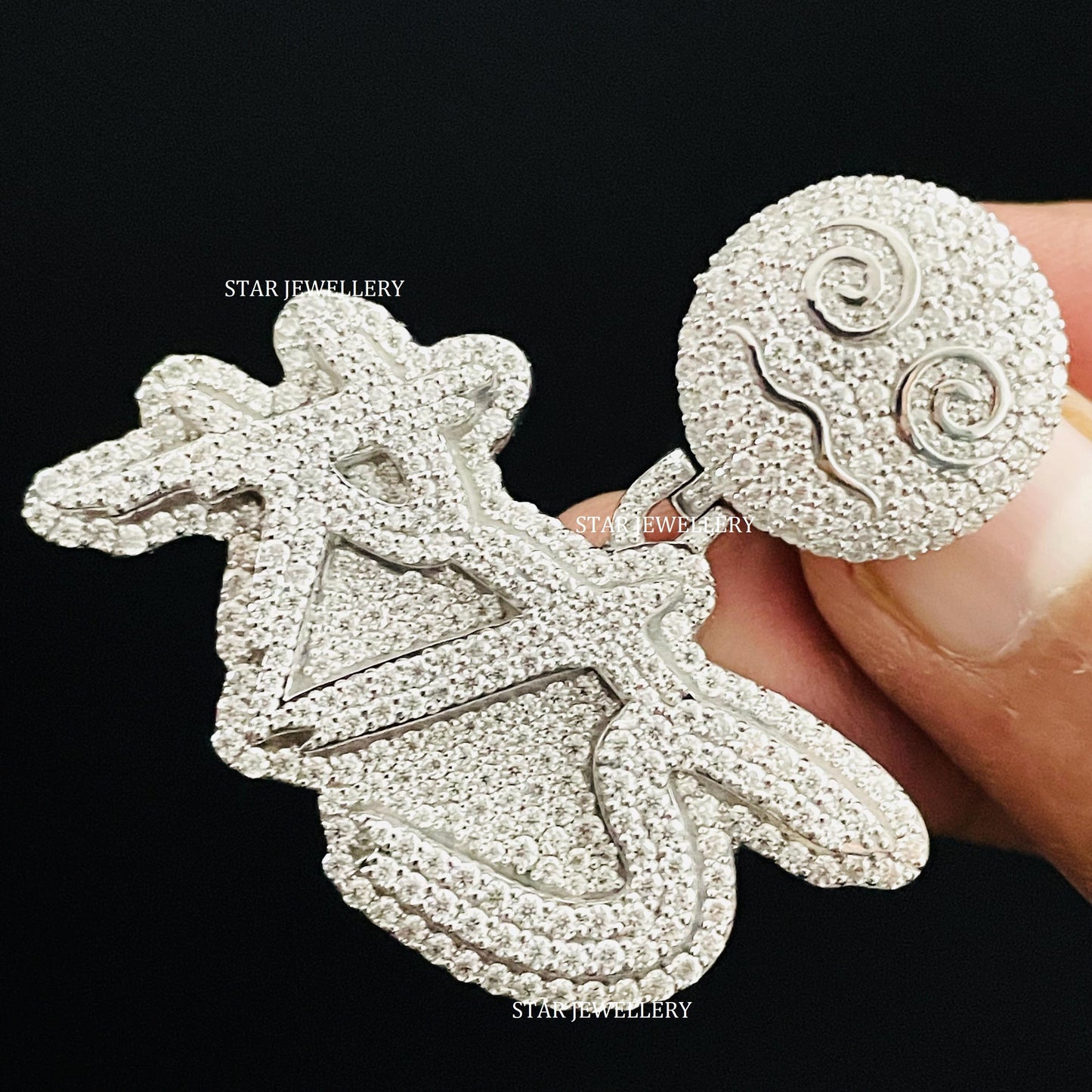 VVS Moissanite Custom Letter Icedout Pendant with Emoji Bail