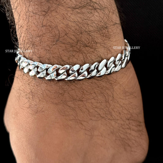 10 MM Unisex Silver Cuban Bracelet