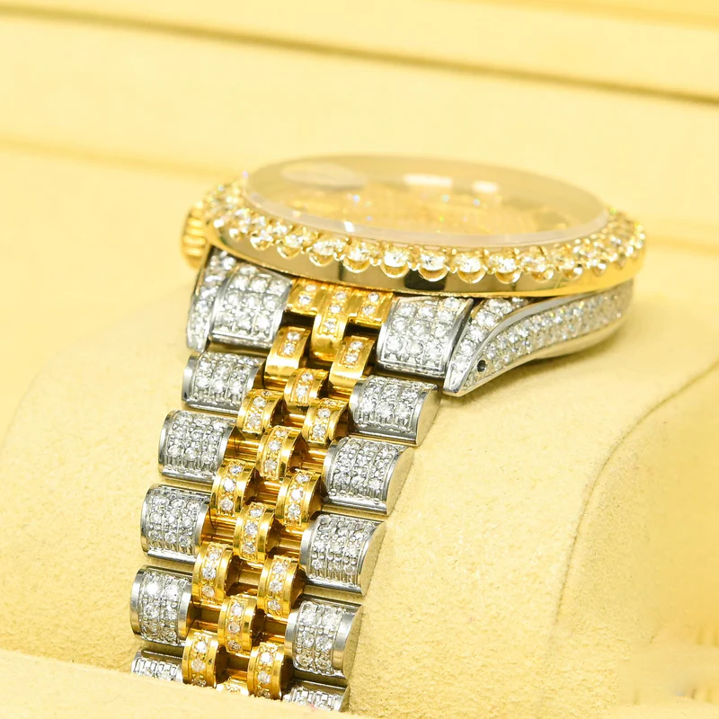 Fully Iced Out Rolex Jubilee Two Tone Moissanite Diamond Watch