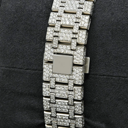 Black Dial AP Full Iced Out Moissanite Diamond Watch
