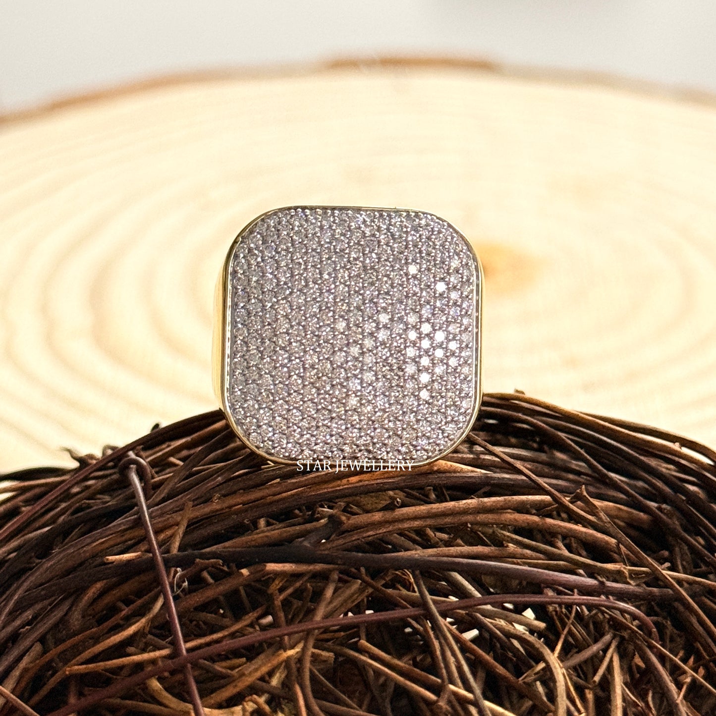 VVS Moissanite Hiphop Ring: 925 Sterling Silver 10K Gold Plated