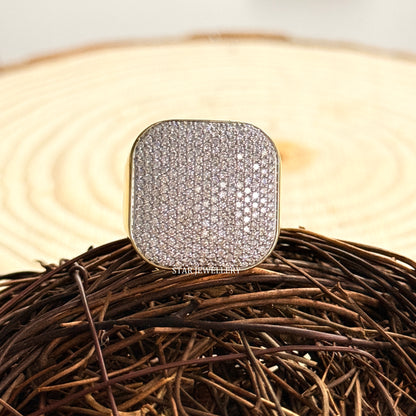 VVS Moissanite Hiphop Ring: 925 Sterling Silver 10K Gold Plated