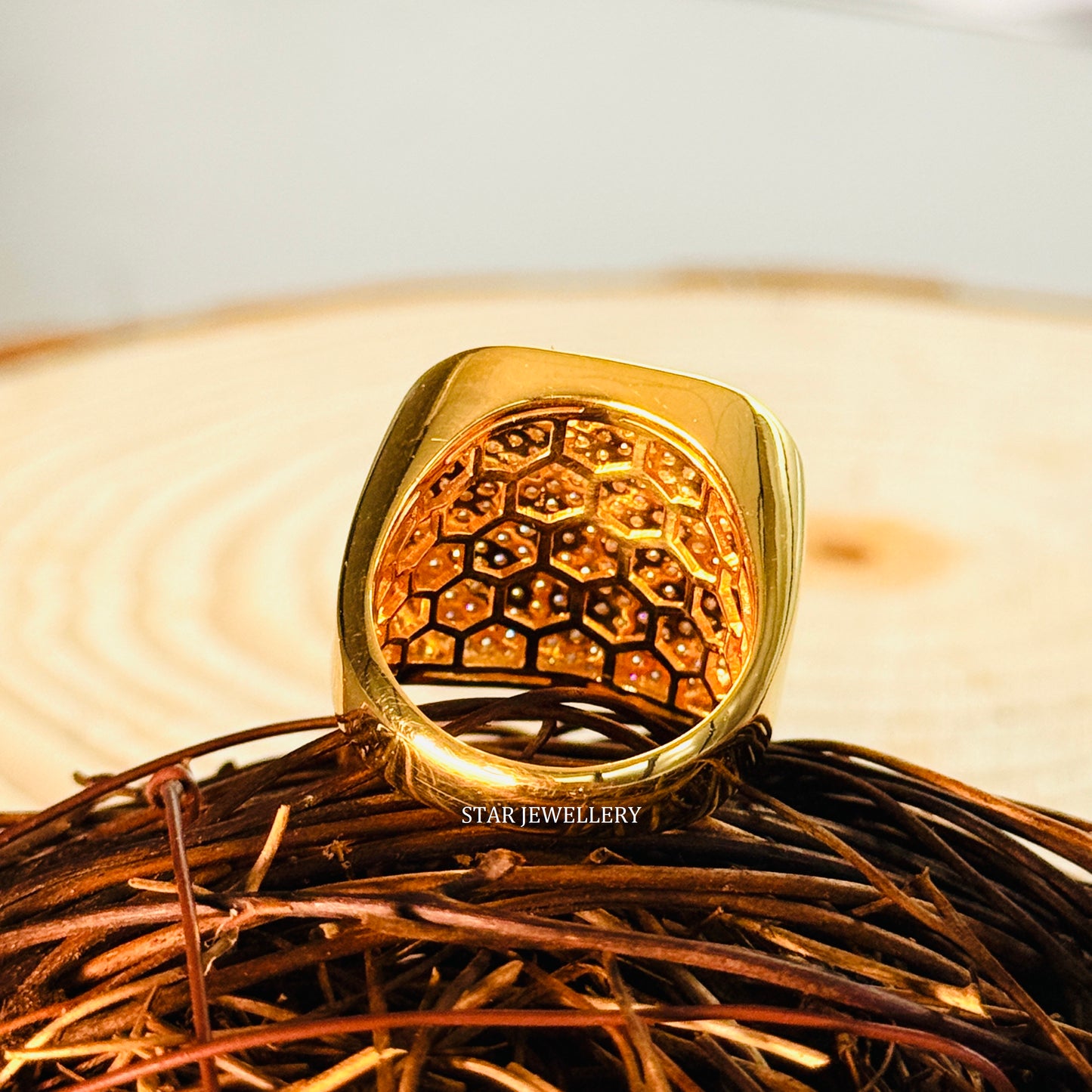 VVS Moissanite Hiphop Ring: 925 Sterling Silver 10K Gold Plated