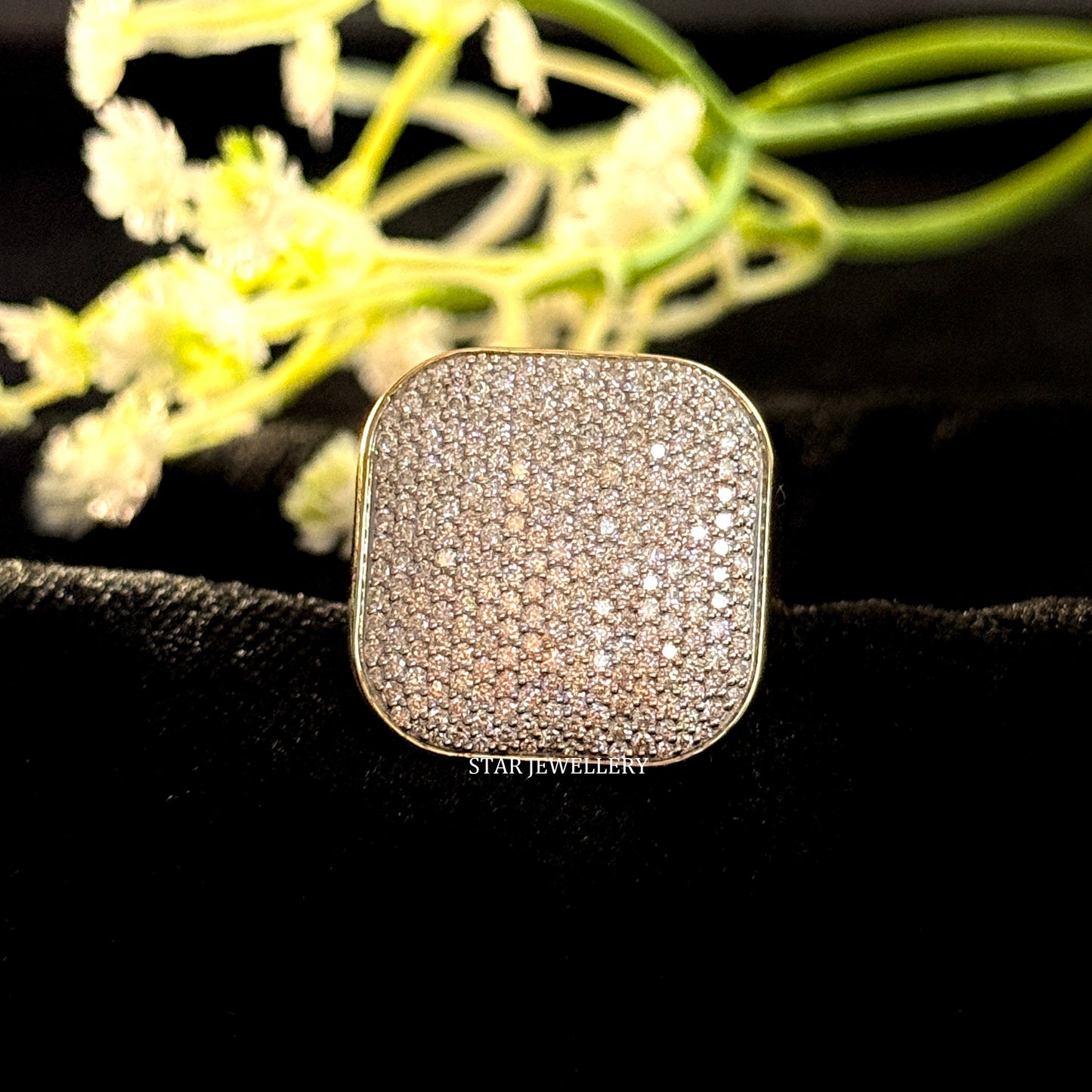 VVS Moissanite Hiphop Ring: 925 Sterling Silver 10K Gold Plated