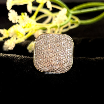 VVS Moissanite Hiphop Ring: 925 Sterling Silver 10K Gold Plated