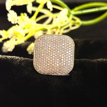 VVS Moissanite Hiphop Ring: 925 Sterling Silver 10K Gold Plated