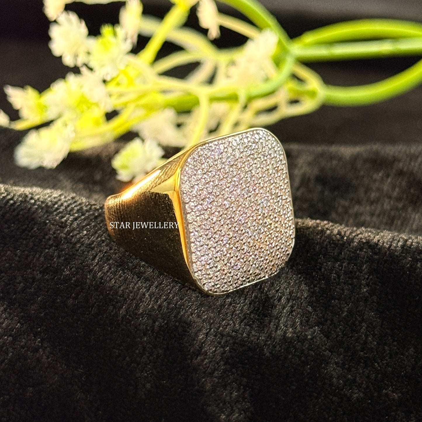 VVS Moissanite Hiphop Ring: 925 Sterling Silver 10K Gold Plated