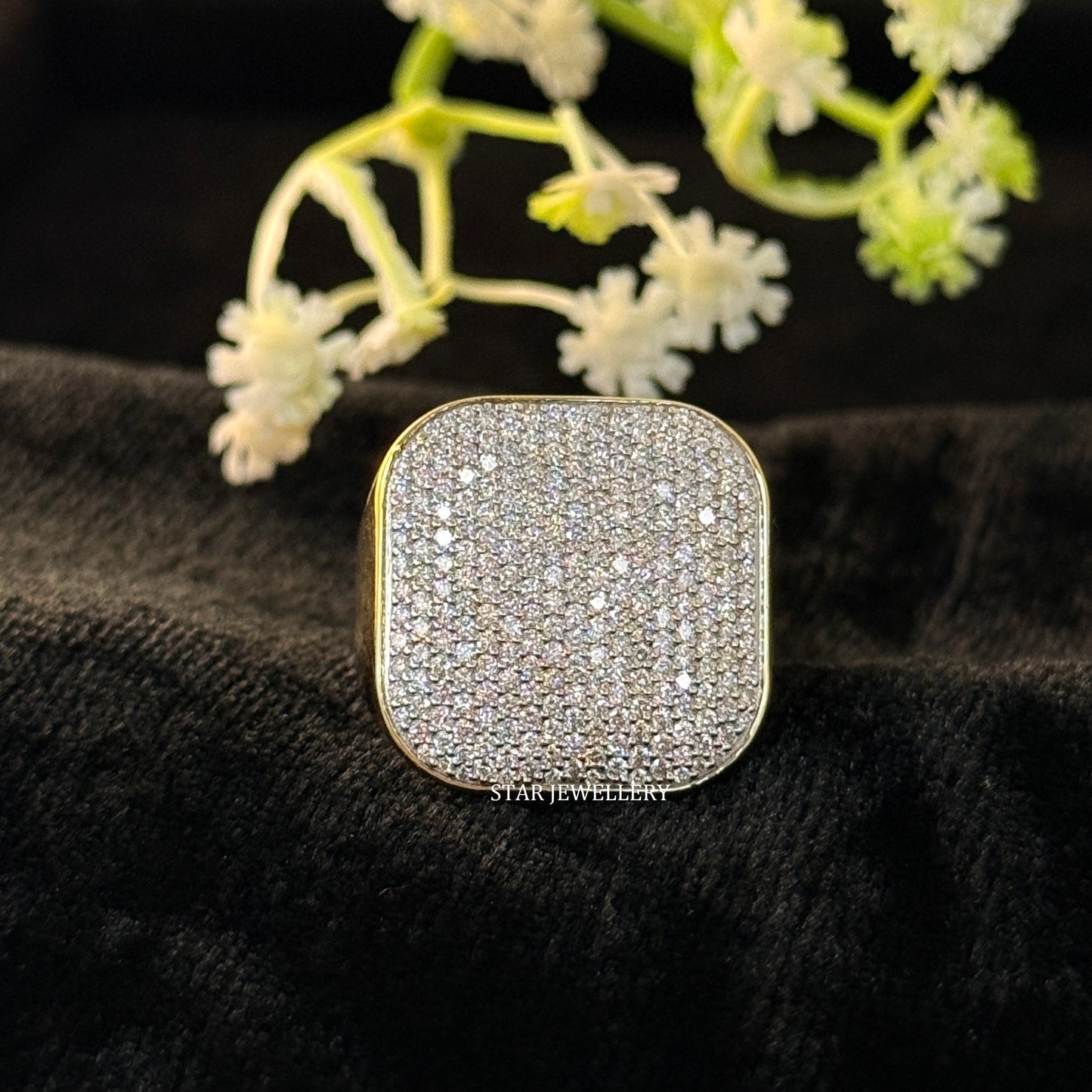 VVS Moissanite Hiphop Ring: 925 Sterling Silver 10K Gold Plated