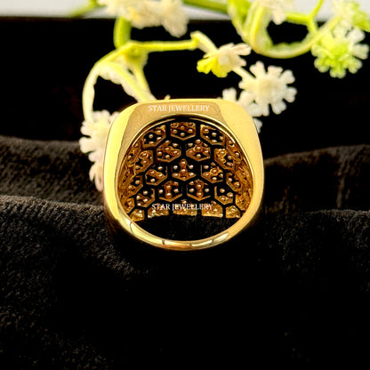 VVS Moissanite Hiphop Ring: 925 Sterling Silver 10K Gold Plated