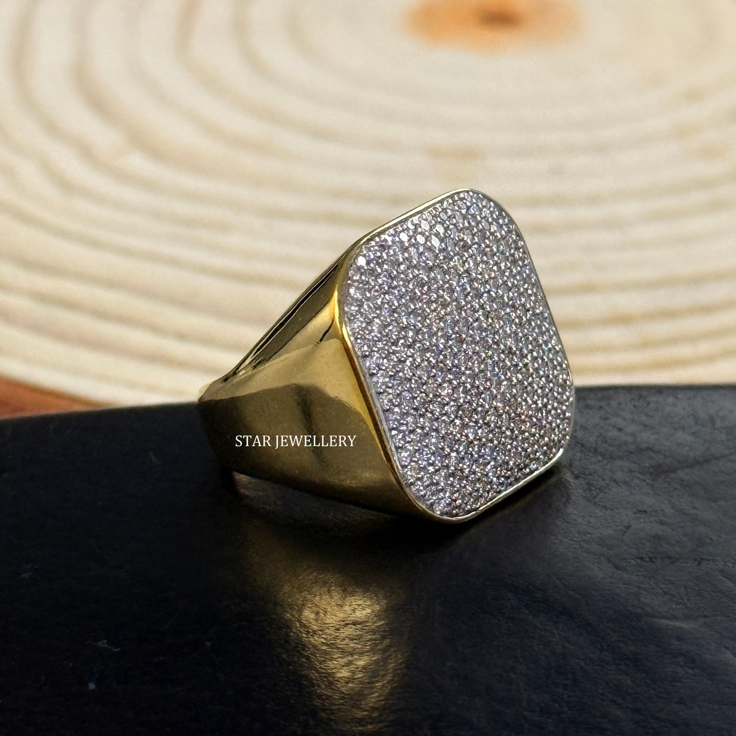 VVS Moissanite Hiphop Ring: 925 Sterling Silver 10K Gold Plated