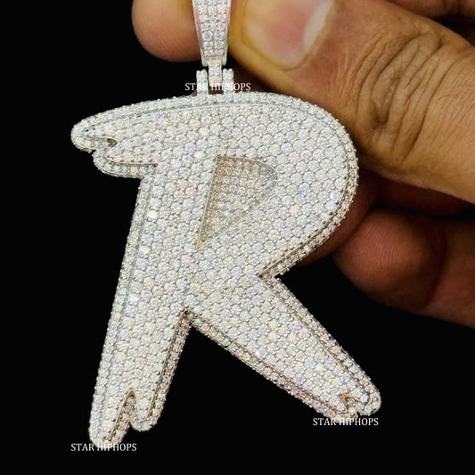 925 Sterling Silver Custom Moissanite Initial Letter Pendant