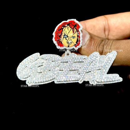 VVS Moissanite Custom Letter Pendant with CHUCKY Enamel Bail