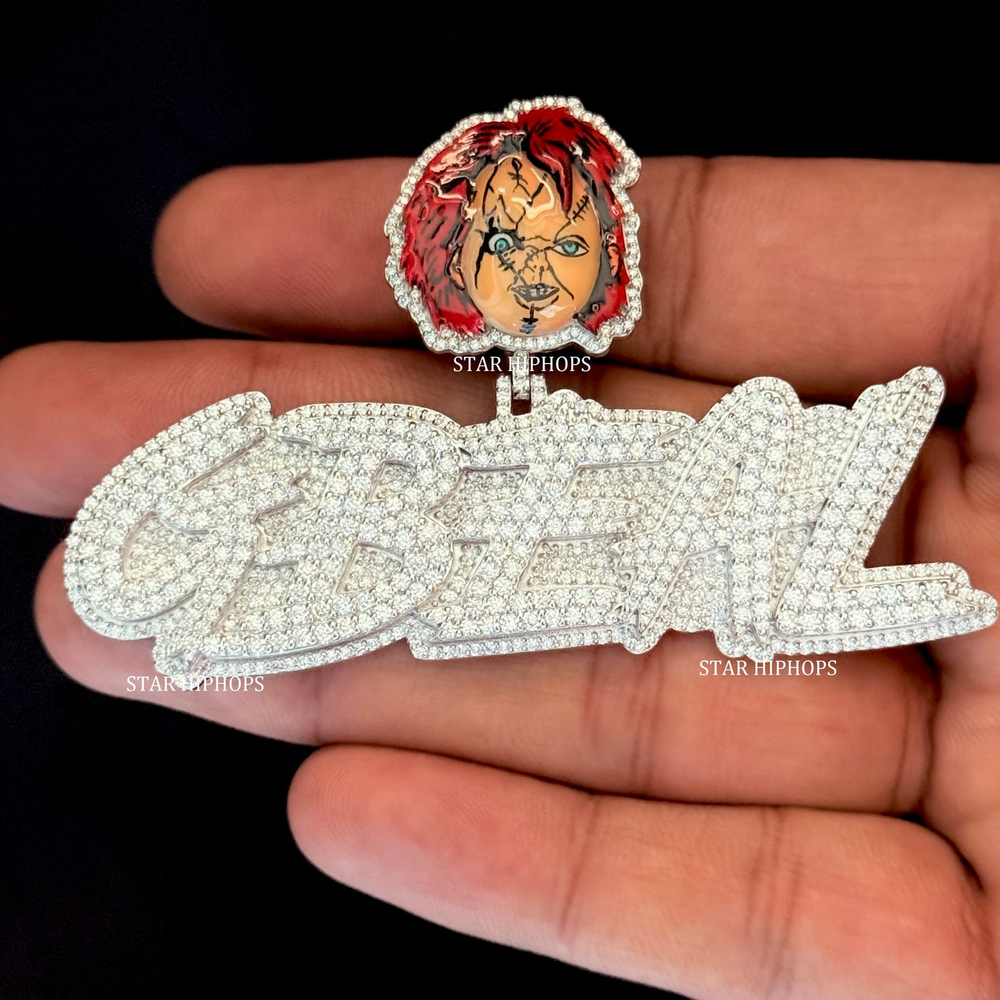 VVS Moissanite Custom Letter Pendant with CHUCKY Enamel Bail