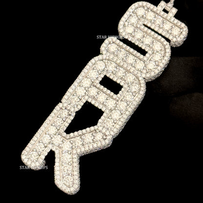 VVS Moissanite Icedout Vertical Letter Pendant