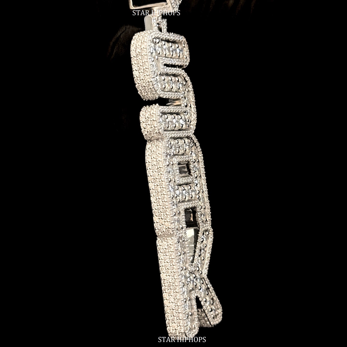VVS Moissanite Icedout Vertical Letter Pendant