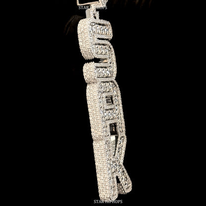 VVS Moissanite Icedout Vertical Letter Pendant