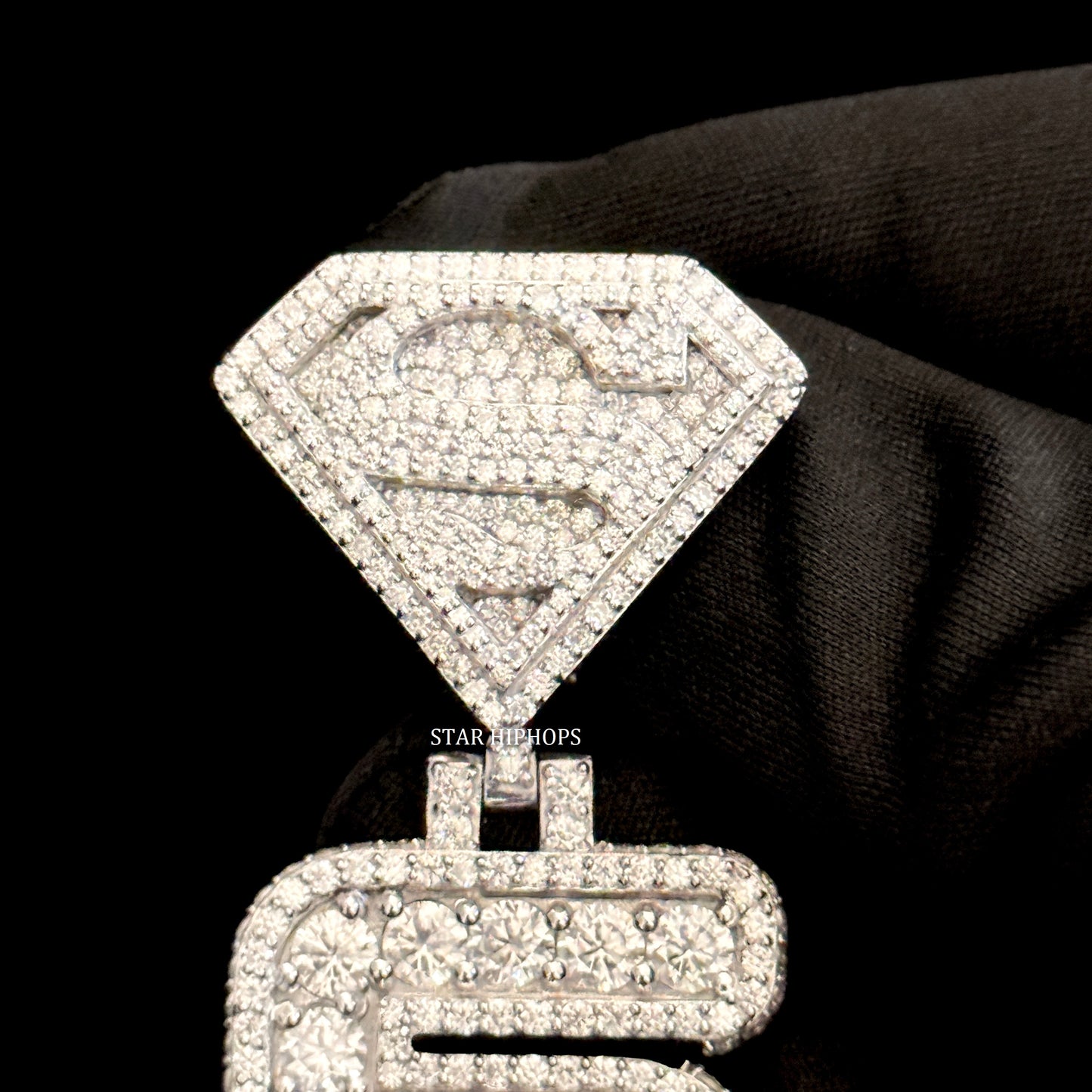 VVS Moissanite Icedout Vertical Letter Pendant
