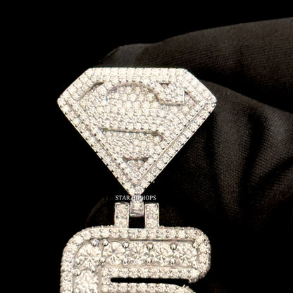 VVS Moissanite Icedout Vertical Letter Pendant