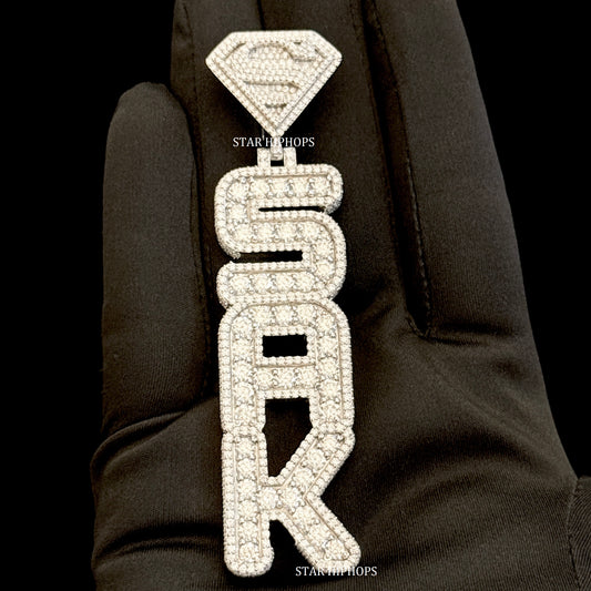 VVS Moissanite Icedout Vertical Letter Pendant