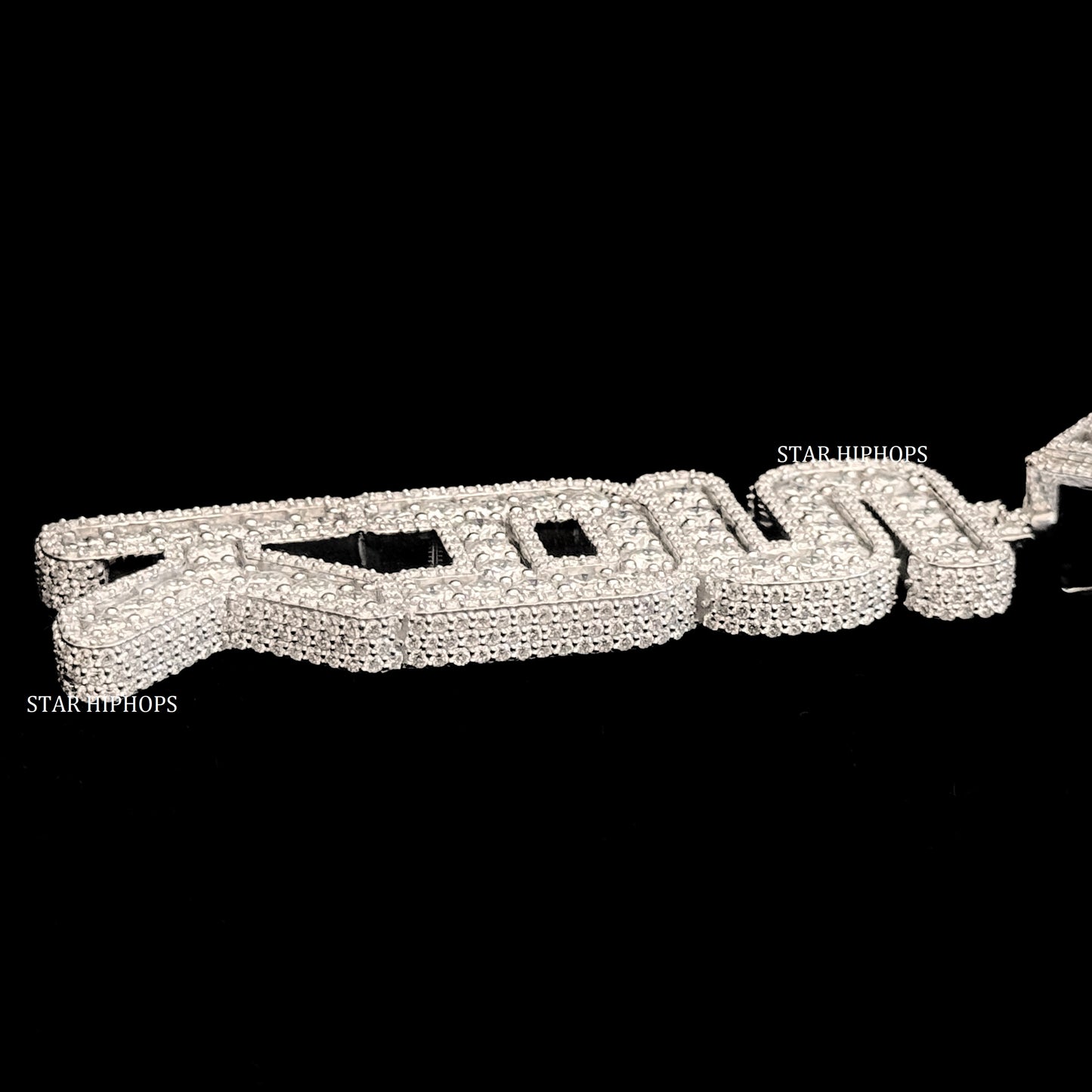VVS Moissanite Icedout Vertical Letter Pendant