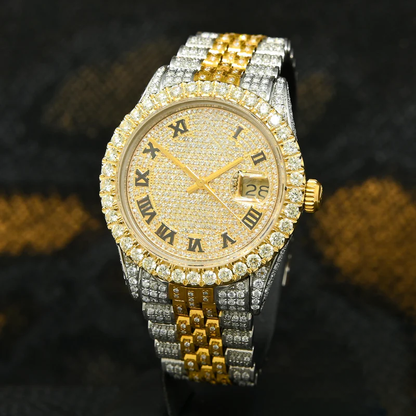 Fully Iced Out Rolex Jubilee Dual Tone Moissanite Diamond Watch
