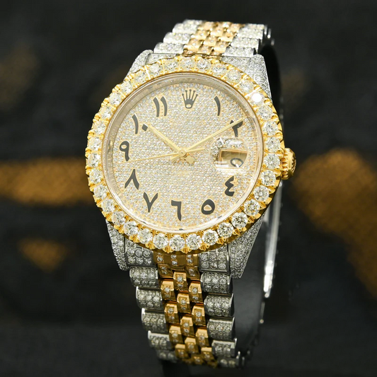 Fully Iced Out Rolex Jubilee Two Tone Moissanite Diamond Watch
